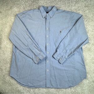 Ralph Lauren Mens Chambray Shirt Work Denim Blue Flesh Pony Preppy Classic 2XB